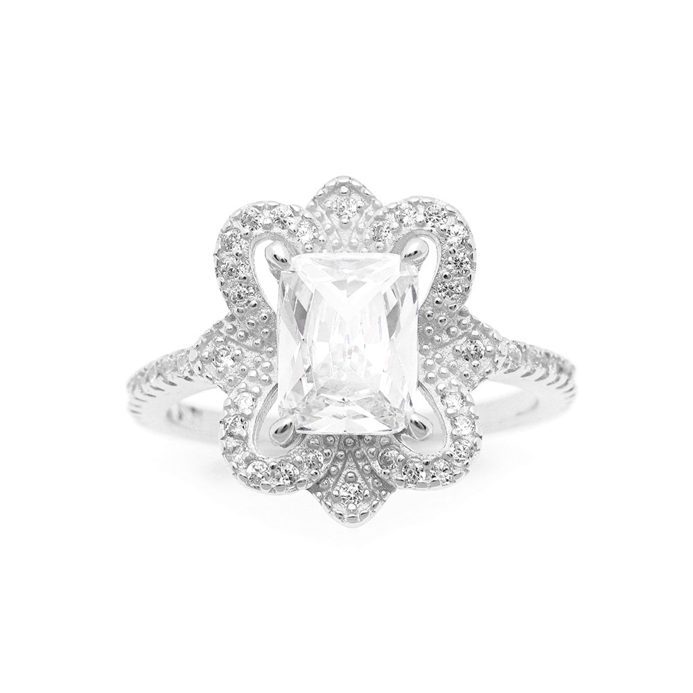 KelseyEngagementRingSterlingSilverEmeraldCzWomensGingerLyneCollection_WhiteGold-1