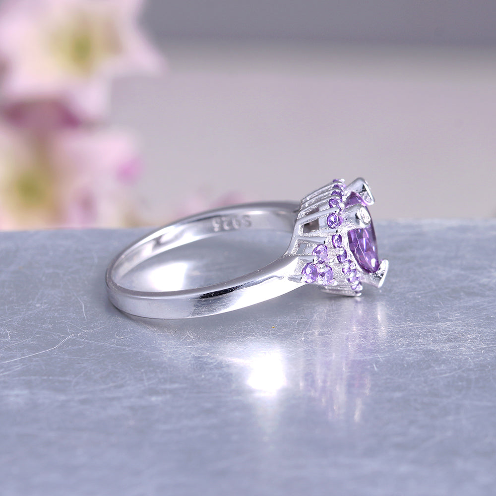 Ryiana Engagement Promise Ring Purple Heart Cz Silver Womens Ginger Lyne Collection - 11