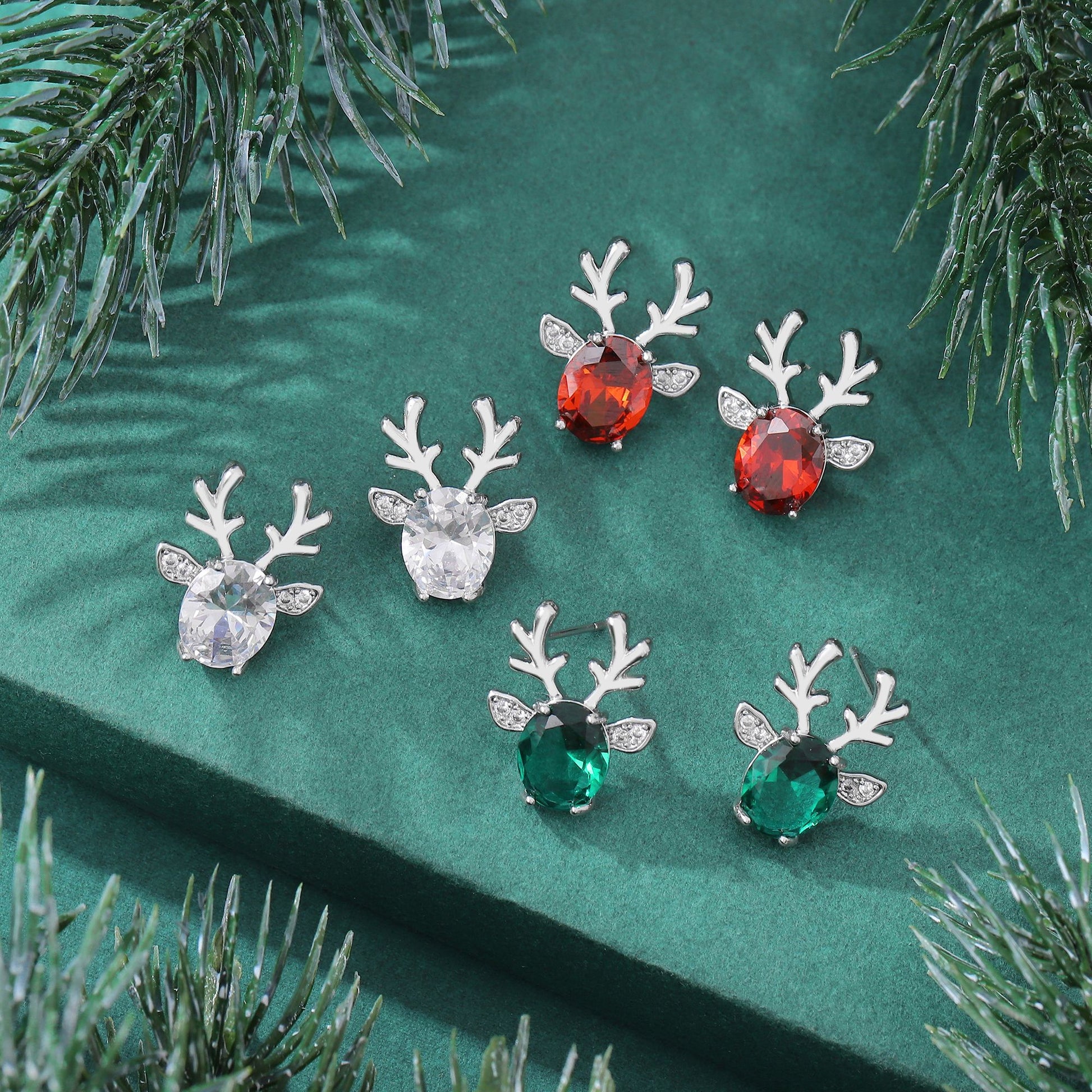 ReindeerStudEarringsforWomenWhiteGoldPlatedCZChristmasJewelryGingerLyneCollection_Green-8