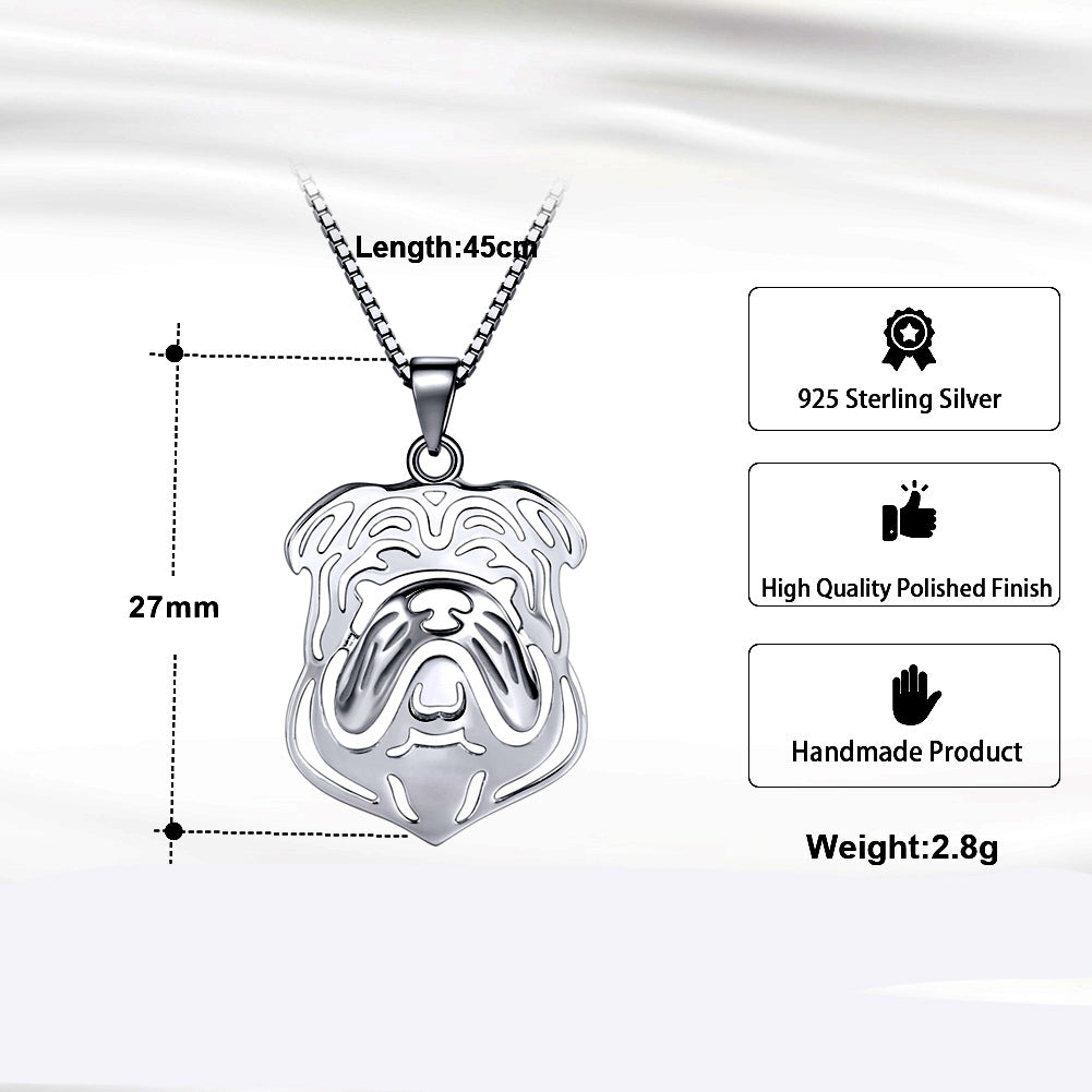 Bulldog Dog Necklace, Earrings, or Set for Women Sterling Silver Ginger Lyne Collection - Dog Set