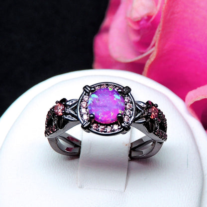 Sloane Statement Ring Womens Purple Black Plated Fire Opal Ginger Lyne Collection