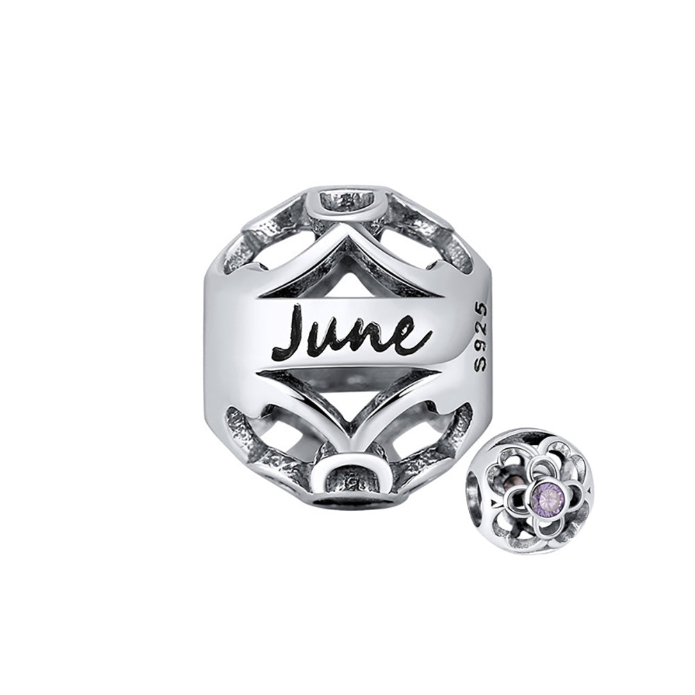 Birthstone Charms for Bracelet Sterling Silver CZ Womens Ginger Lyne Collection - June