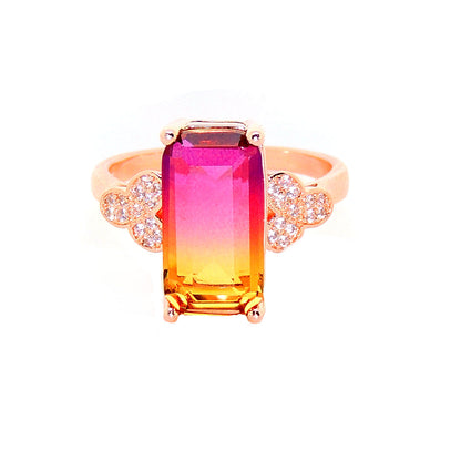 Iris Statement Ring Womens Rainbow Cz Rose Plated Womens Ginger Lyne Collection