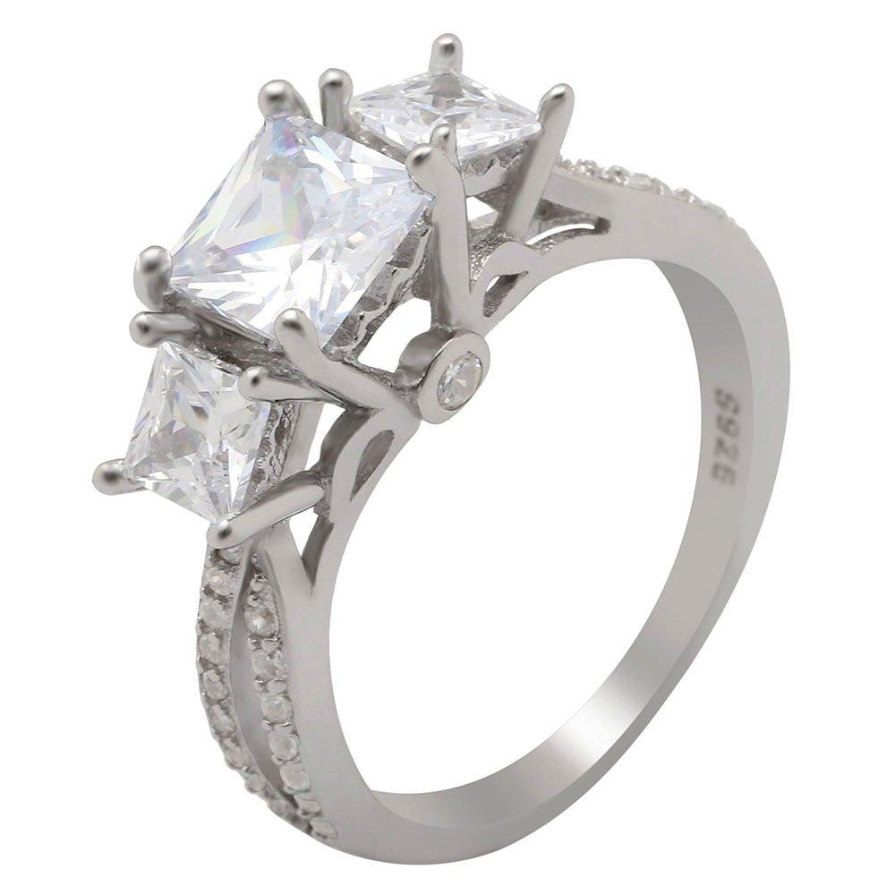 Kim Engagement Ring Sterling Silver Princess Cz Womens Ginger Lyne Collection - 8