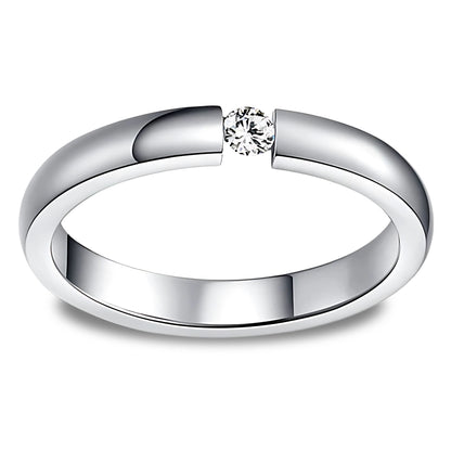 WeddingBandRingforWomenorMenStainlessSteelCrystalGingerLyneCollection_Silver-1