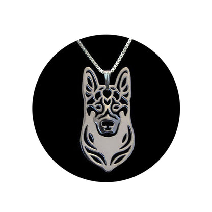 German Shepherd Dog Silver Necklace Earrings Set Women Ginger Lyne Collection - Dog Set