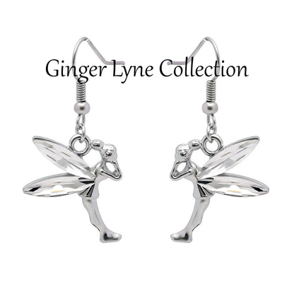 Fairy Crystal Wings Hook Earrings Girls Women Ginger Lyne Collection