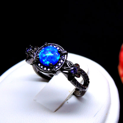 Sloane Statement Ring Womens Purple Black Plated Fire Opal Ginger Lyne Collection