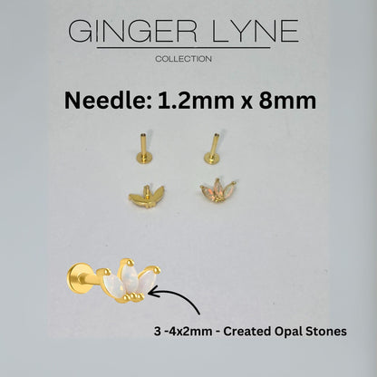 CreatedOpalFlatBackEarringsforCartilageHelixTragusLobeGoldoverSterlingSilverStudsSetbyGingerLyne_White-3