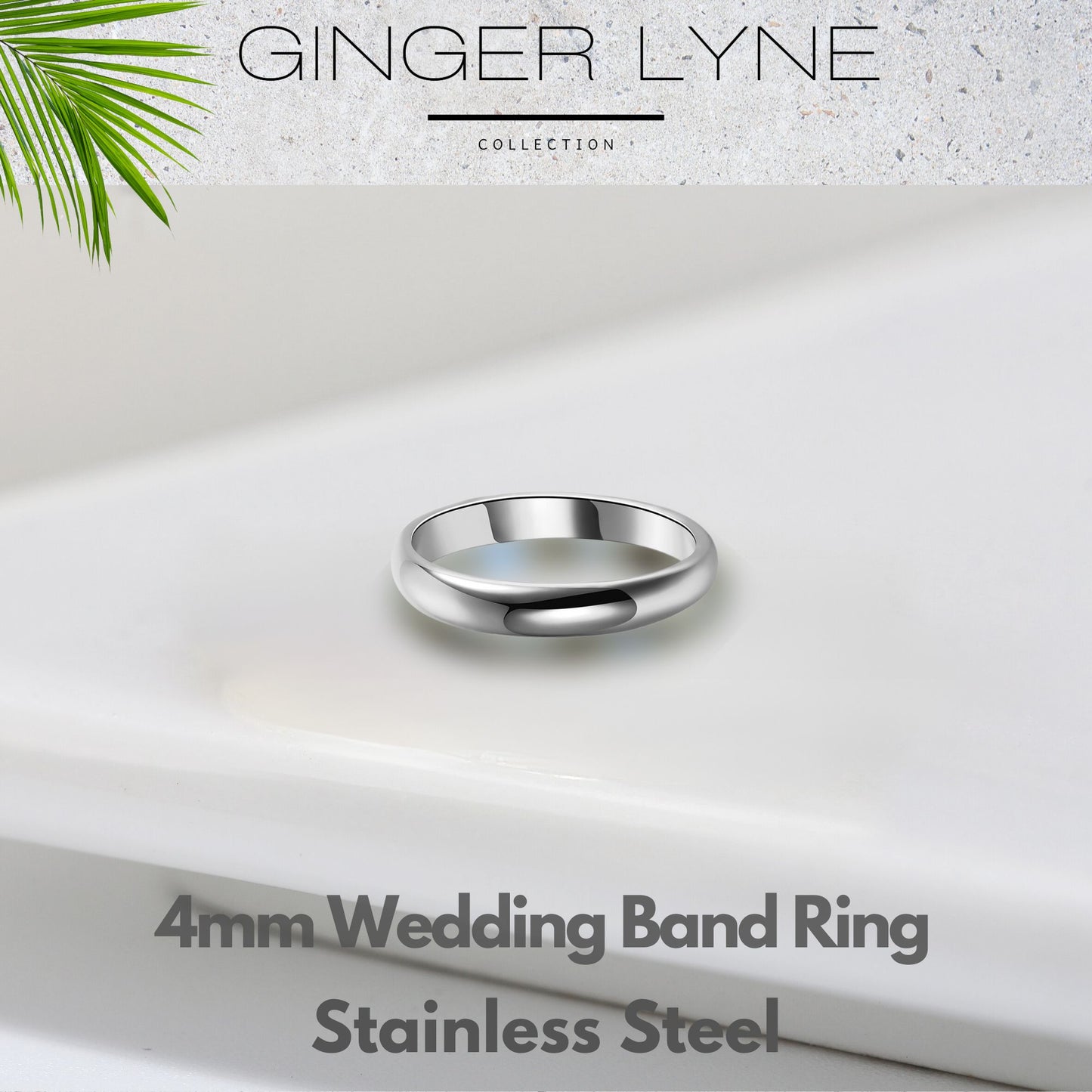 4mm Stainless Steel Wedding Band Ring Women Men Ginger Lyne Collection