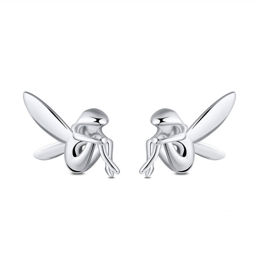 Fairy Winged Angel Sterling Silver Stud Earring Girl Women Ginger Lyne Collection