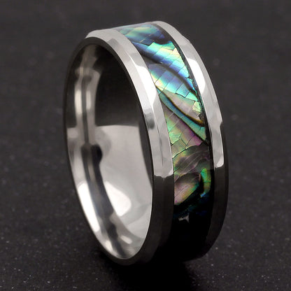 IndigoWeddingBandRing8mmStainlessSteelMensWomensGingerLyneCollection_Silver-3