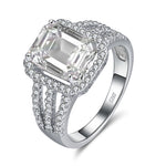 Load image into Gallery viewer, Halo Engagement Ring for Women 4Ct Emerald Cz Sterling Silver Ginger Lyne Collection - 10
