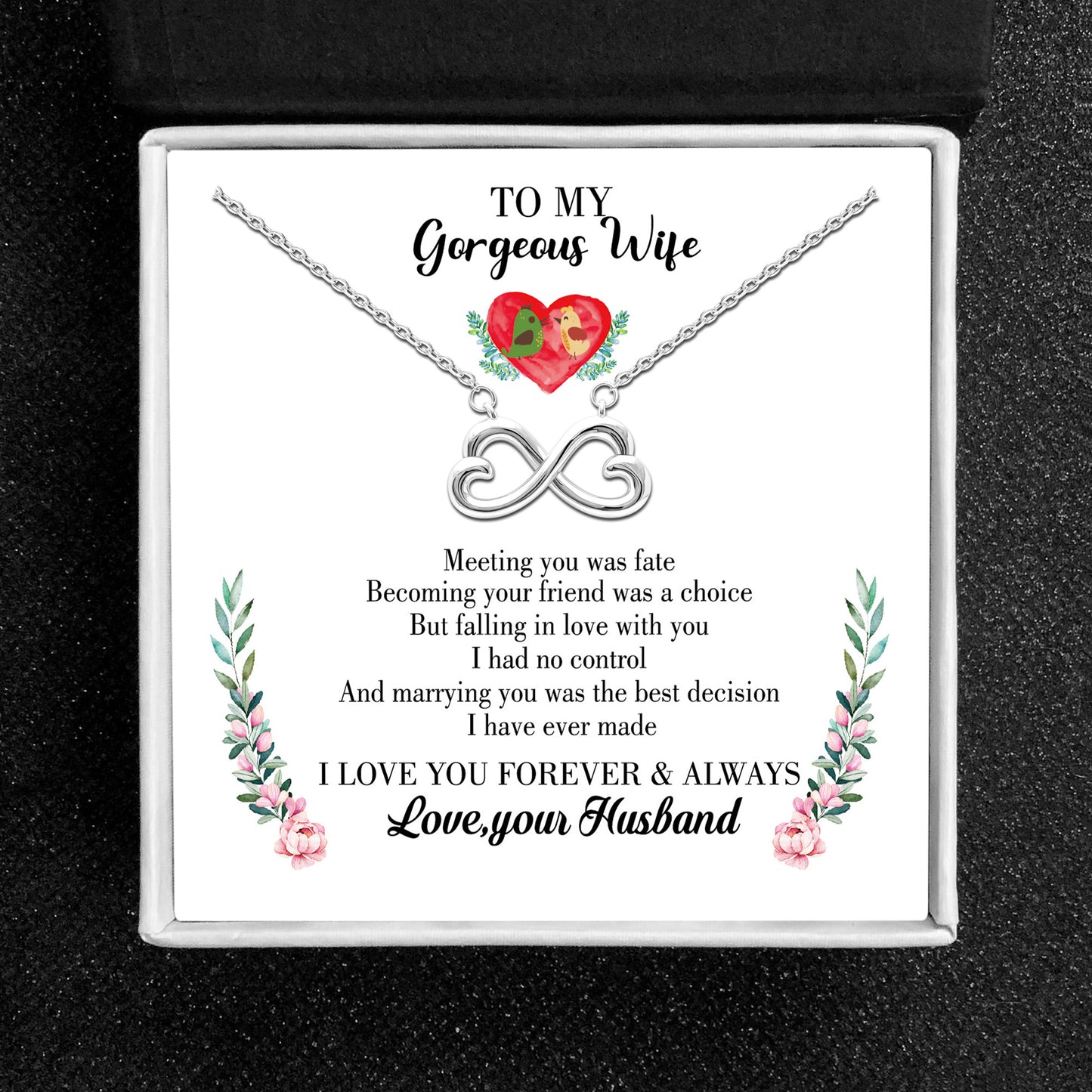 Wife Greeting Card Sterling Silver Infinity Heart Necklace Women Ginger Lyne Collection - Wife-835