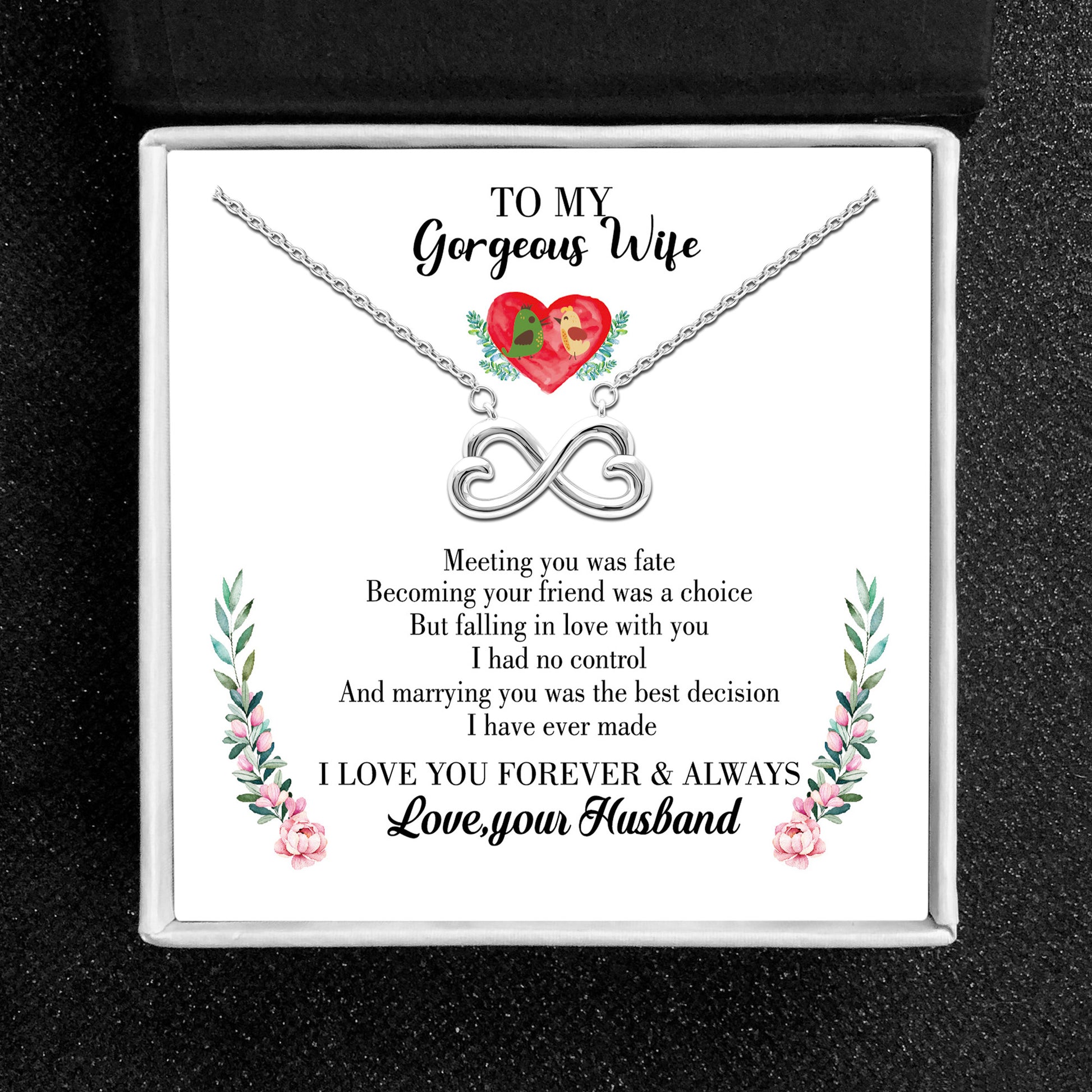 Wife Greeting Card Sterling Silver Infinity Heart Necklace Women Ginger Lyne Collection - Wife-835