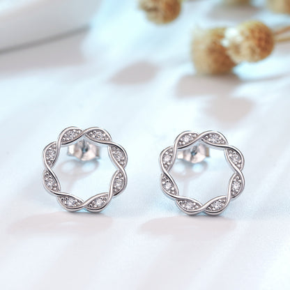 Helix Stud Earrings for Women Twisted Circle Sterling Silver Cz Ginger Lyne Collection