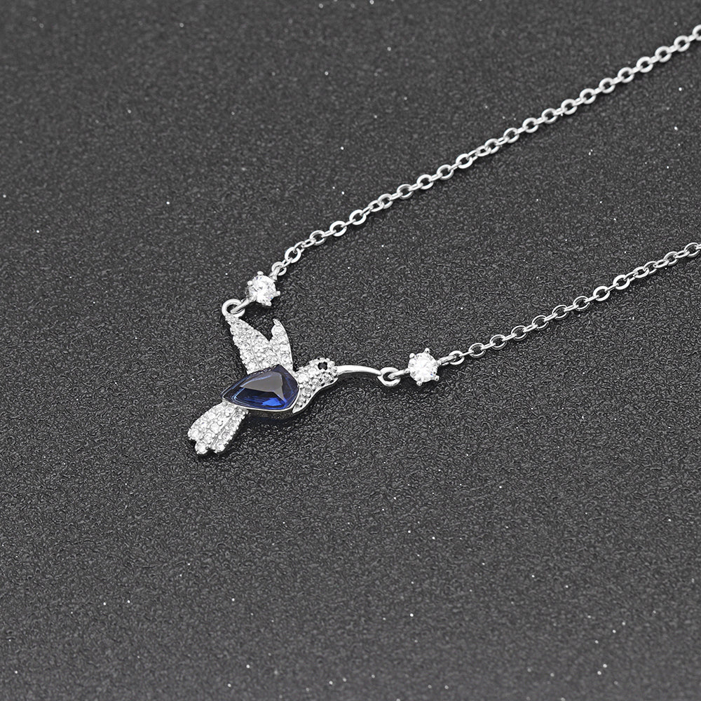 Hummingbird Necklace or Bracelet Sterling Silver Blue Cz Women Ginger Lyne Collection - Necklace