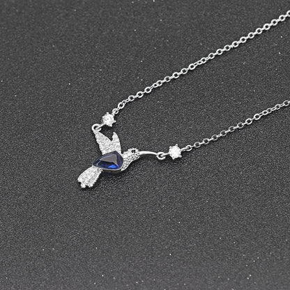 Hummingbird Necklace or Bracelet Sterling Silver Blue Cz Women Ginger Lyne Collection - Necklace