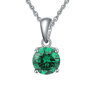 Solitaire Birthstone Necklace for Women Cz Sterling Silver Ginger Lyne Collection - May-Emerald Green