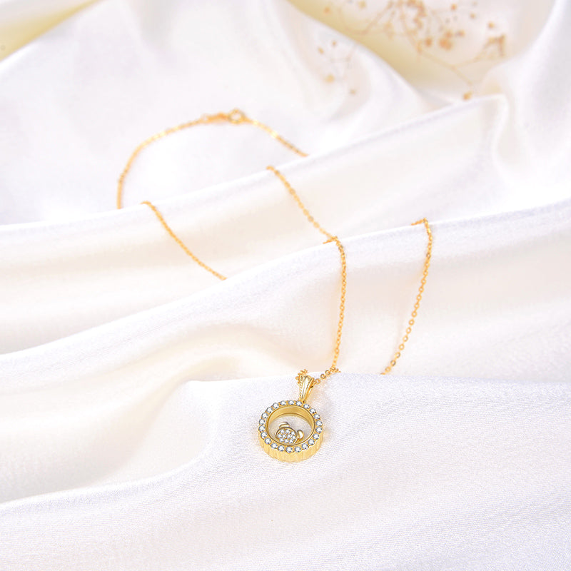 Floating CZ Bear Necklace for Women Gold Plated Sterling Silver Ginger Lyne Collection - Necklace