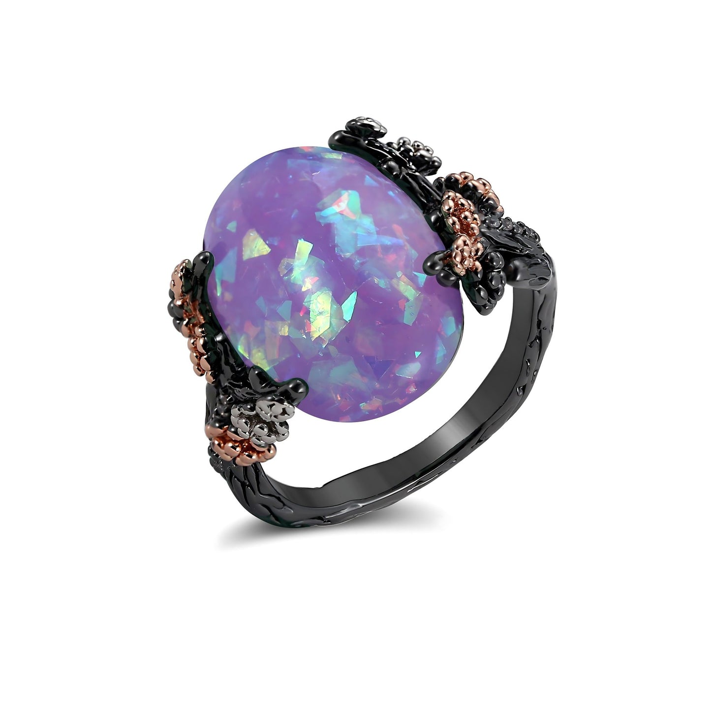 Henrietta Fire Opal Engagement Ring for Women Promise Ginger Lyne Collection - Purple,9