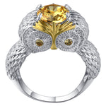 Load image into Gallery viewer, Owl Statement Ring Yellow White Gold Pl Cz Teacher Women Ginger Lyne Collection - 10
