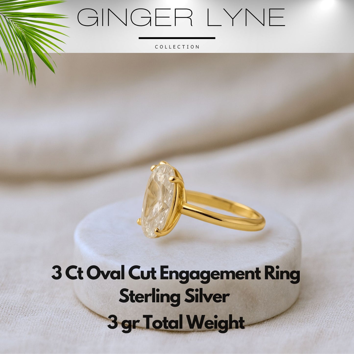 Solitaire3CtOvalCutEngagementRingforWomenSterlingSilver8ACZGingerLyneCollection-6,GoldTone_GoldTone-5