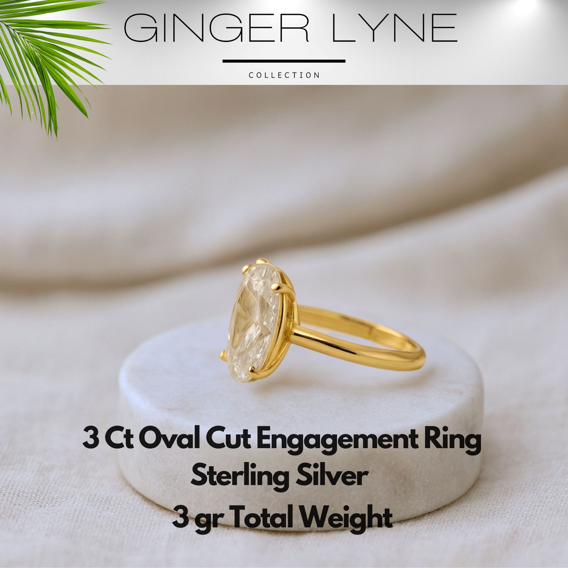 Solitaire3CtOvalCutEngagementRingforWomenSterlingSilver8ACZGingerLyneCollection-6,GoldTone_GoldTone-5