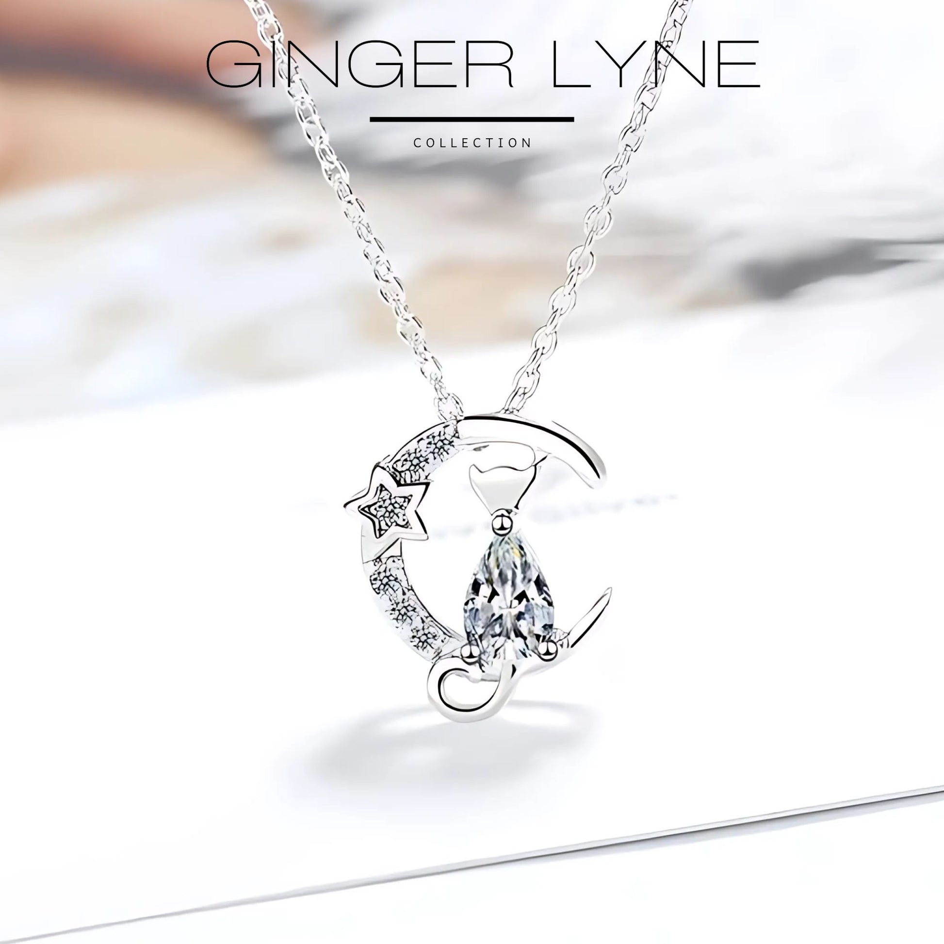 CatonMoonNecklaceforWomenKittenPendantandChainCubicZirconiaGingerLyneCollection_Clear-2