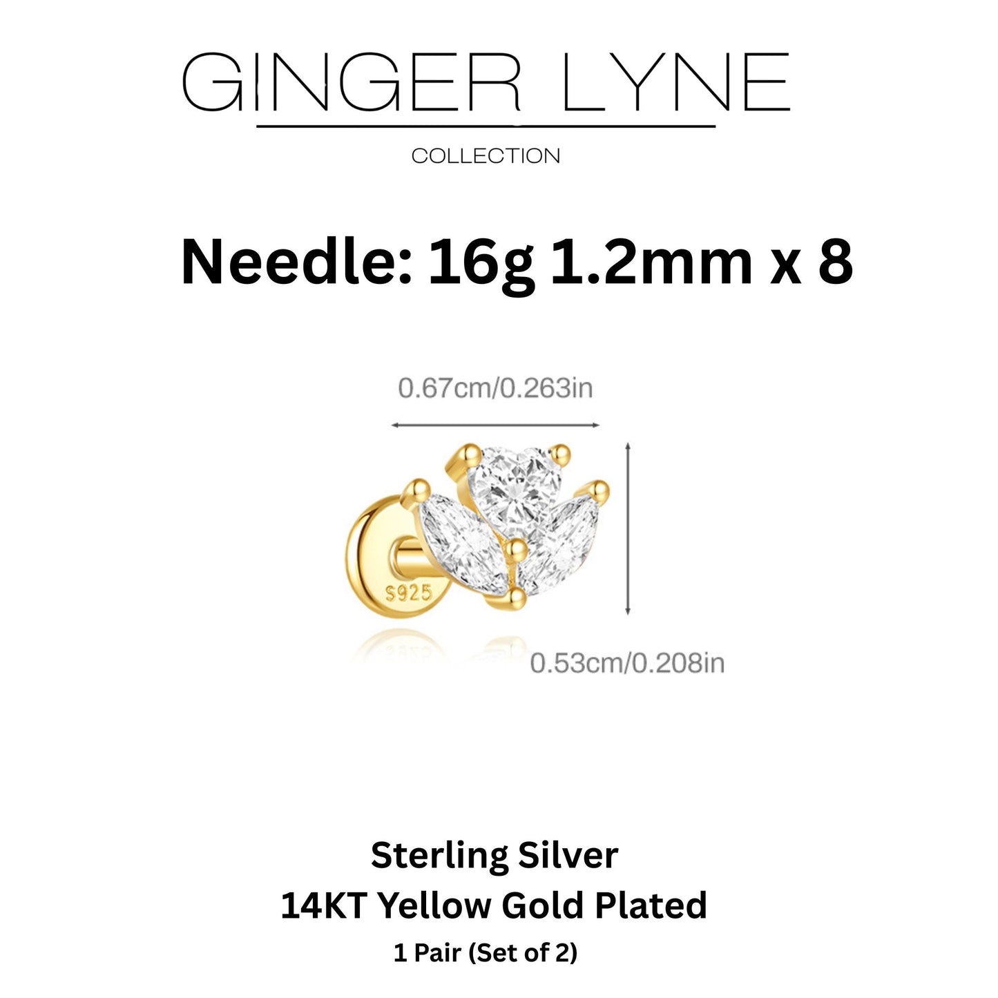 FlowerCZFlatBackEarringsforCartilageHelixTragusLobe16gGoldPlatedSterlingSilver1pairbyGingerLyne_Gold-3