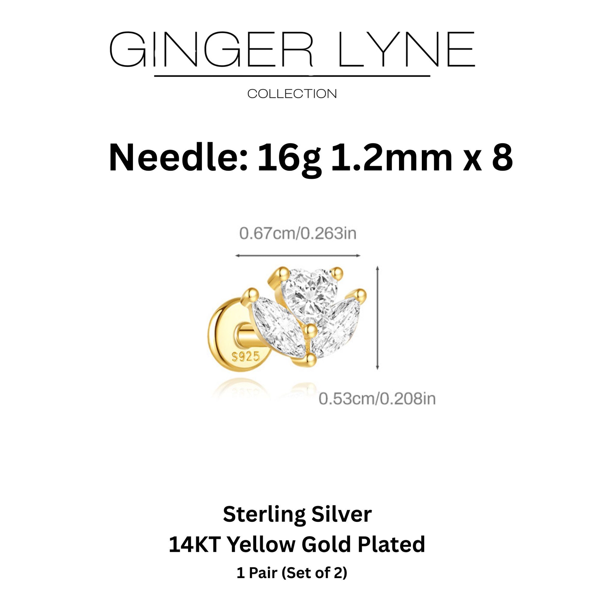 FlowerCZFlatBackEarringsforCartilageHelixTragusLobe16gGoldPlatedSterlingSilver1pairbyGingerLyne_Gold-3