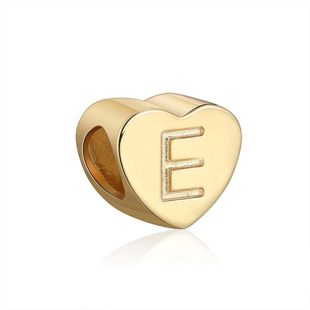 Initial Heart Charms Gold Plated  Sterling Silver Womens Ginger Lyne Collection - E