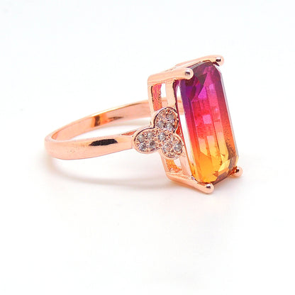 Iris Statement Ring Womens Rainbow Cz Rose Plated Womens Ginger Lyne Collection