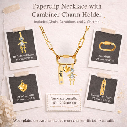 CarabinerFamilyBirthstoneNecklaceforMomorGrandmabyGingerLyneStainlessSteelCZBirthdayCharms_Female-April-Gold-4