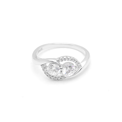 Albany Engagement Ring Womens Two Stone Sterling Silver Ginger Lyne Collection - 6