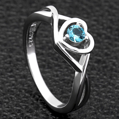 Christine Engagement Ring for Women Promise Heart Birthstone Cz Sterling Silver by Ginger Lyne