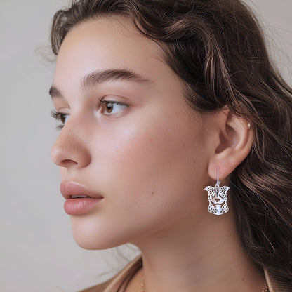 Pit Bull Dog Necklace Earrings or Set Sterling Silver Womens Ginger Lyne Collection - Ears Down Dog Set
