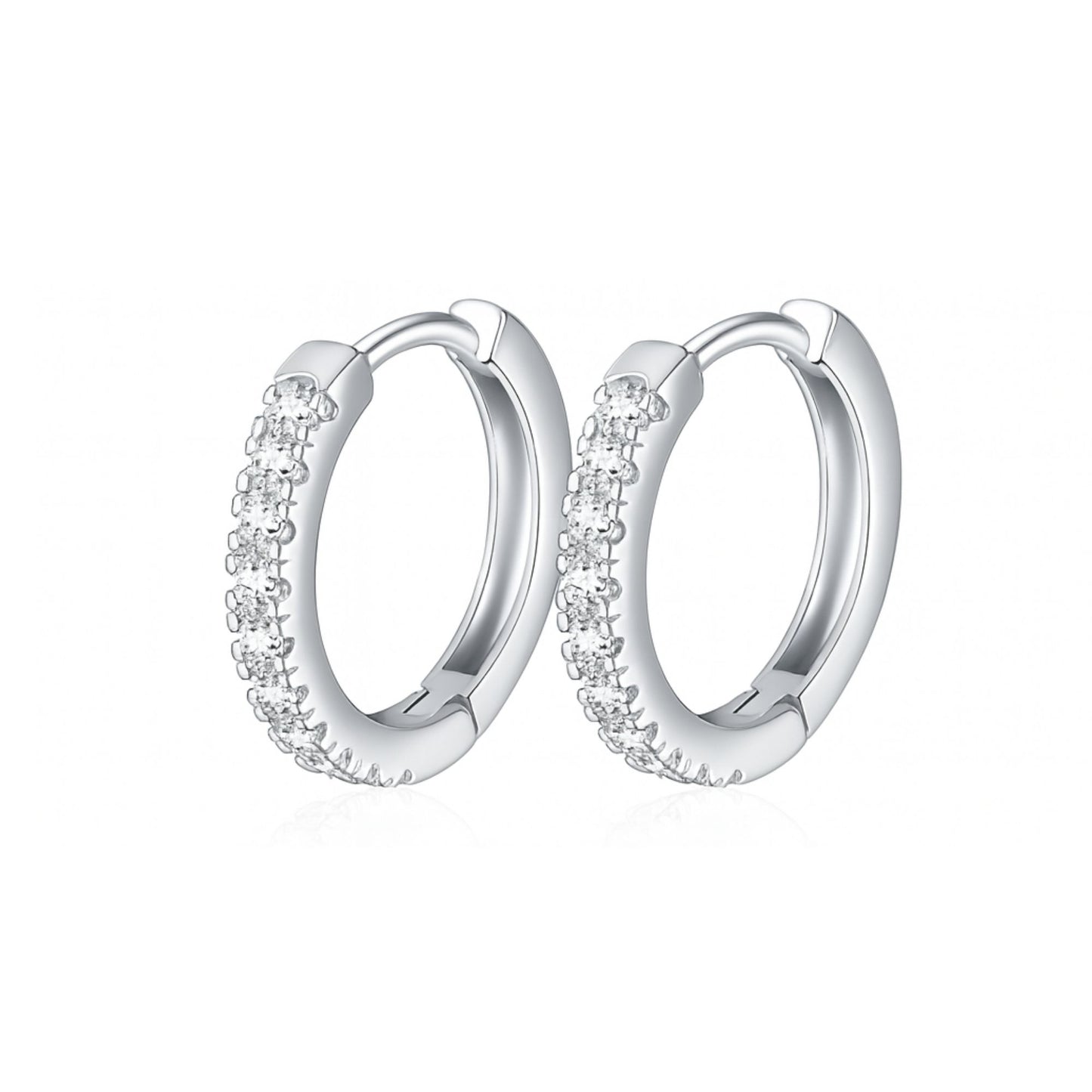 SmallHuggieHoopEarringsforWomen10mmWhiteGoldPlatedCZBodyJewelrybyGingerLyneCollection_10mmSilver-1