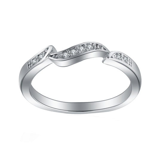 Calli Unique Anniversary Wedding Band Ring White Gold Plate Ginger Lyne Collection