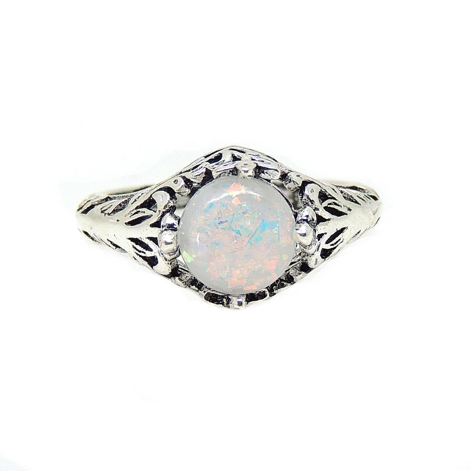 Fran Statement Ring for Women Fire Opal Filigree Style Ginger Lyne Collection - 10