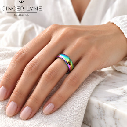 Rainbow6mmStainlessSteelWeddingBandRingforWomenorMenbyGingerLyneSize10.5_6mmRainbow-4