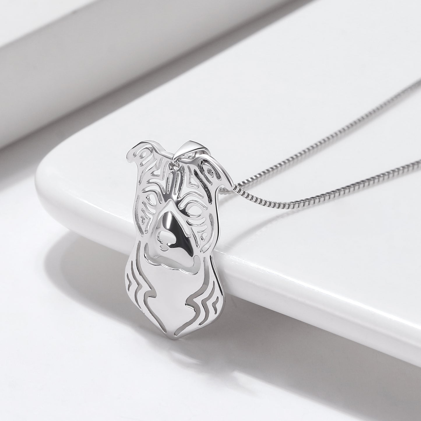 Pit Bull Staffordshire Terrier Dog Necklace Silver Womens Ginger Lyne Collection - Stafford Necklace