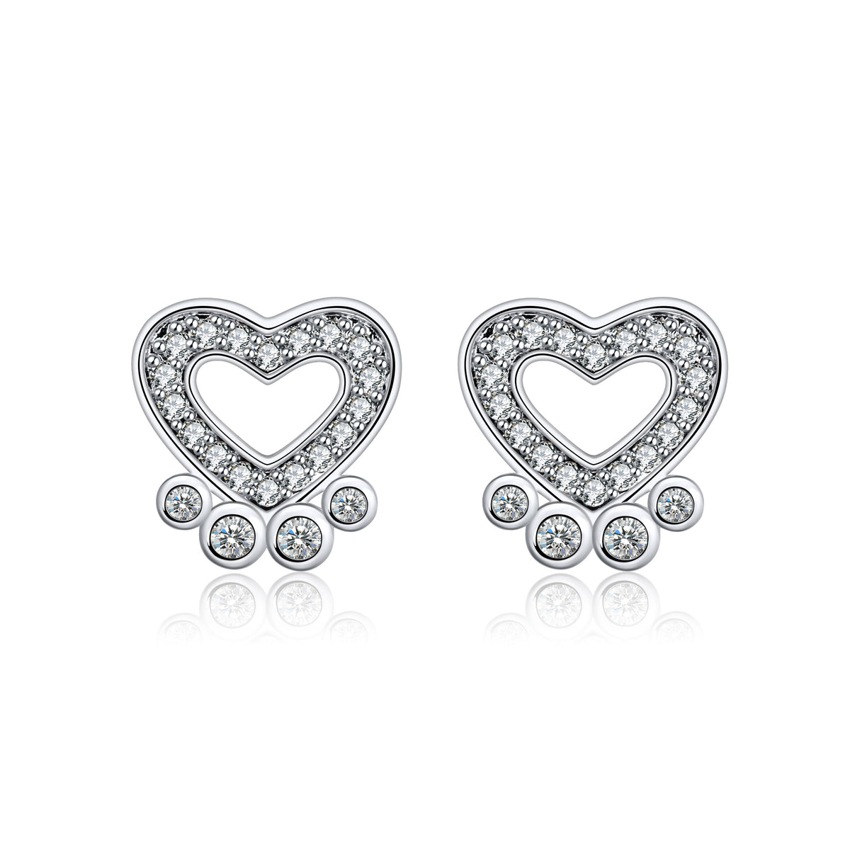 Paw Print Stud Earrings for Women Sterling Silver Clear CZ 10mm Dog Paw Studs Gift for Dog Mom by Ginger Lyne - Clear