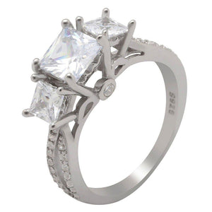 Kim Engagement Ring Sterling Silver Princess Cz Womens Ginger Lyne Collection - 10