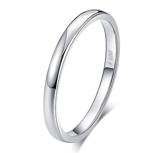Wedding Band Ring for Men or Women Plain 2mm Sterling Silver Ginger Lyne Collection - Silver,6