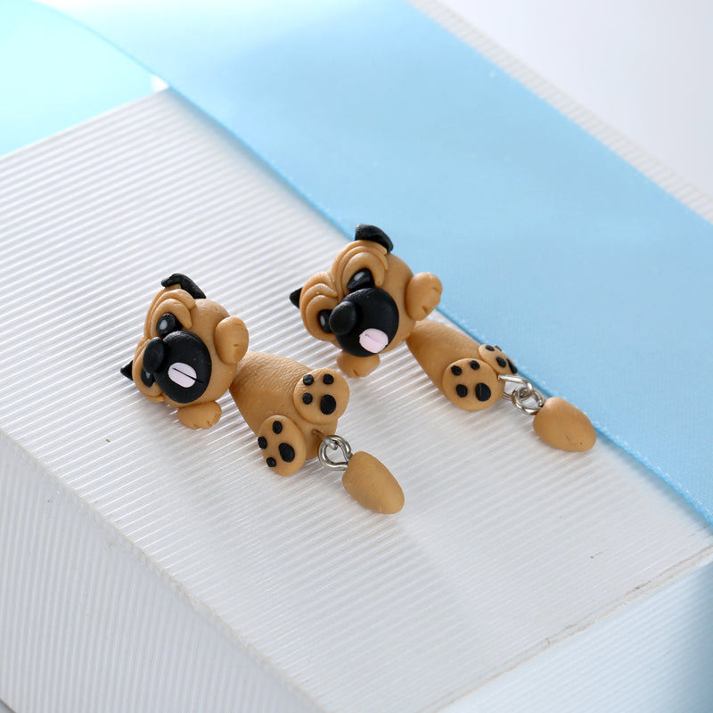 Brown Puppy 3D Dog Dangle Earrings for Girls Ginger Lyne Collection