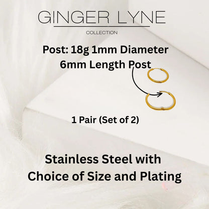 StainlessSteelHoopEarringsbyGingerLyneHuggieStyleforLobeCartilagePiercingBodyJewelry_Gold-16mm-4