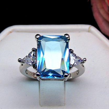 Myriam Statement Ring Created Emerald Blue Topaz Womens Ginger Lyne Collection Size 9