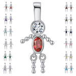 Load image into Gallery viewer, Baby Birthstone Pendant Charm by Ginger Lyne, Boy January Garnet Red Cubic Zirconia Sterling Silver - Boy January
