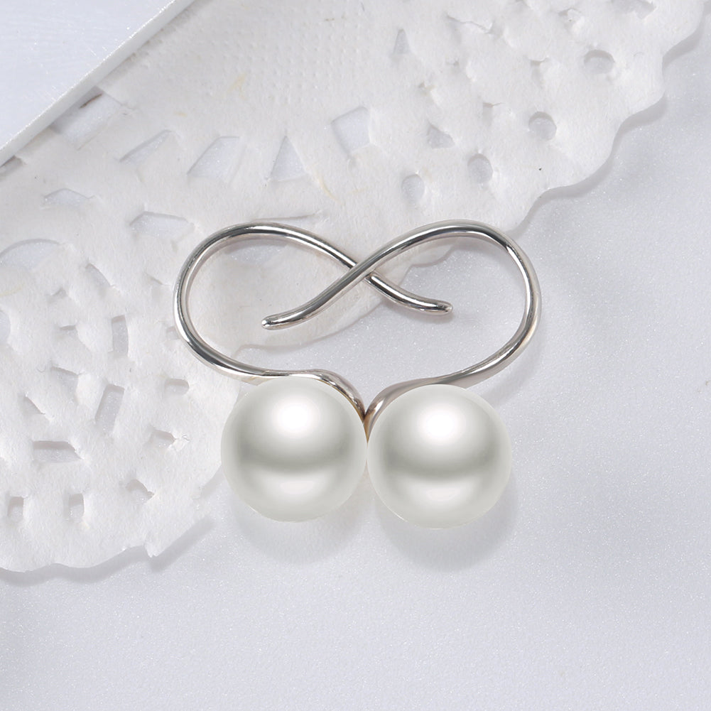 Drop Hook Earrings for Women Simulated Pearl Sterling Silver Ginger Lyne Collection - White